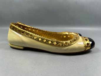 Prada Gold And Cream Flats 39.5