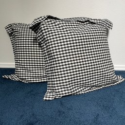 Pair Of Black & White Check Euro Shams