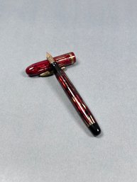 Vintage Conklin Fountain Pen - Grey & Red Striped
