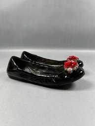 Paten Leather Prada Flower Flats