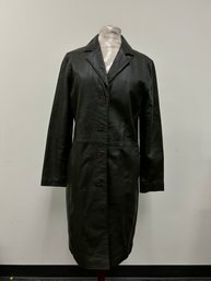 Vintage Olive Green Leather Jacket By INC Sz M