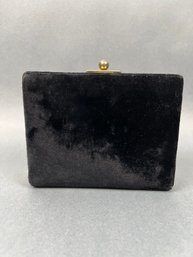 Vintage Black Velvet Clutch With Gold Trim.