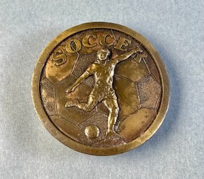 1978 Soccer Brass Belt Buckle By Indiana Metal Craft