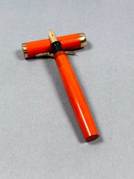 Vintage Laughlin Orange Fountain Pen With Miller Pen 14k Nib