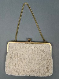 Richere Bag By Walborg Off White Beaded With Gold Chain Handle.