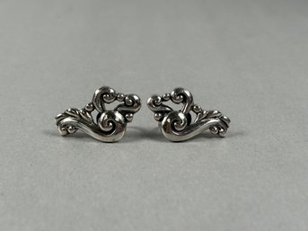 Vintage Silver Modernist Screwback Earrings