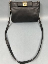 Kate Spade Black Leather Purse With Shoulder Strap.