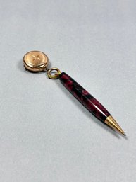 Vintage Parker Duofold Vest Pocket Size Burgundy & Black Ring Top Mechanical Pencil With Retractable Chain