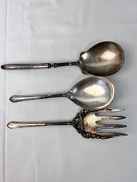 3 Vintage Sterling Handled Serving Utensils.