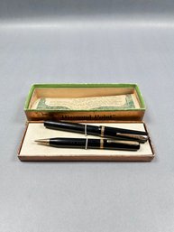 Vintage Diamond Point Fountain Pen And Pencil Set - Simplex Nib