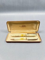 Vintage Moore Fountain Pen & Mechanical Pencil Set - 14K Nib