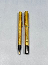 Vintage Waterman's Gold Filled Overlay Fountain Pen 0552 And Pencil Set