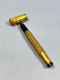 Vintage Vulcan 18KR Rolled Gold Safety Fountain Pen - No Nib