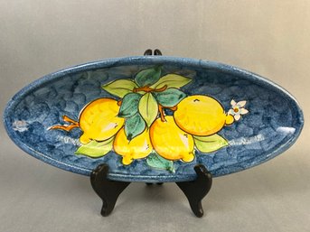 Vintage Hand Painted Lemon Dish Marked Vietri Art.