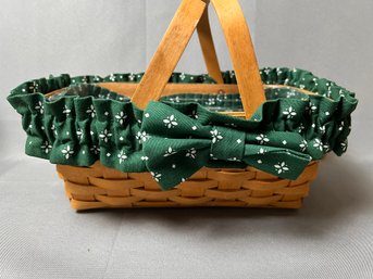 Longaberger Lined Basket With Cloth Trim.