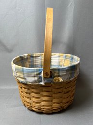 Longaberger Large Basket With Handle And Liner.