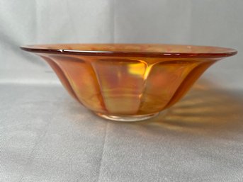 Large Amber Carnival Glass Bowl.