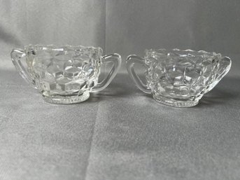 Fostoria American 2 Handle Sugar Bowls.