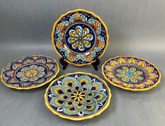 4 Sberna Deruta Depinto A Mano Hand Painted Italian Plates.