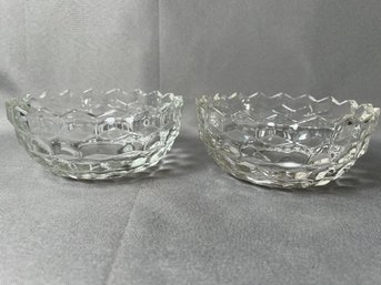 2 Fostoria American Candle Toppers.