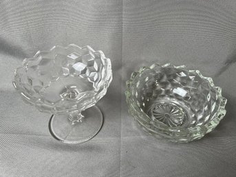 Fostoria American Sherbet Dish And Berry Bowl.