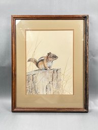Original Pastel Squirrel Drawing - Signed 1982, Becky Johnson