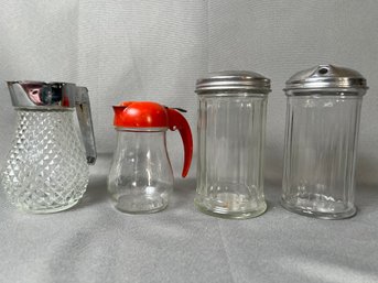 4 Vintage Table Condiment Containers.