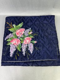 Navy Lingerie Bag With Flower Design