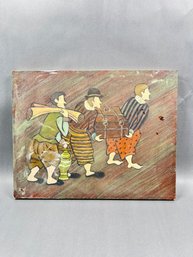 Three Men On The Road Painting - Not Signed