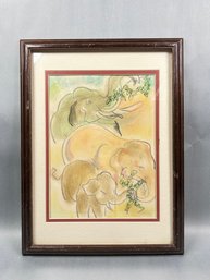 Original Pastel Elephant Drawing