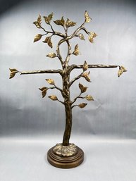 Maitland Smith Large  Iron And Brass Tree Motif Tabletop Towel Rack