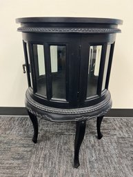 Round Liquor Cabinet With Lazy Susan On The Top.