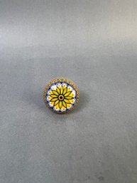 Vintage Hand Painted Stoneware Drawer Pull.