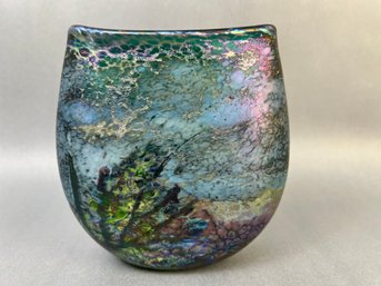 Rainforest Art Glass Vase By Linda Westrom Dated 2006.