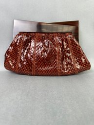 Faux Alligator Purse With Lucite Closure