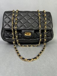 Black Quilted Purse With Chain Strap