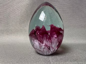 Blown Glass Egg Paper Weight.