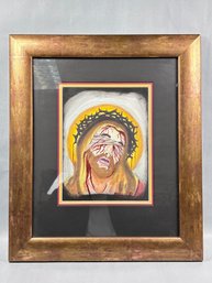 Original Watercolor - Christ With Crown Of Thorns, Signed By Artist Falcone '08