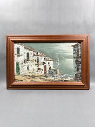 Original Impasto Style Painting - Coastal Town And Landscape, Signed By Artist, Pico