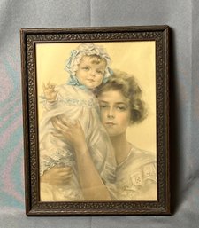 Vintage Framed Mother And Child.