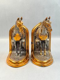 Vintage Cast Metal Horse Bookends