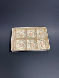6 Bohemia Glass Salt Dishes With 6 Spoons