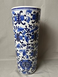Ceramic Blue And White Delft Style Umbrella Stand.