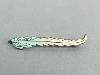 Vintage Enameled Sterling Silver Feather Pin