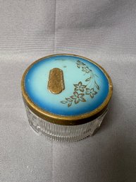 Antique Brass And Glass Powder Dish.