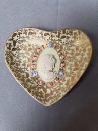 Lenwile Hand Painted Heart Shaped China Trinket Dish.