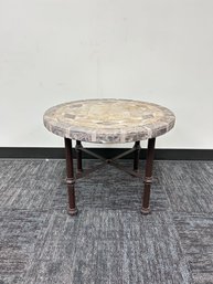 Brown And Jordan Signed Bronze Base And A Marble Top Outdoor Table