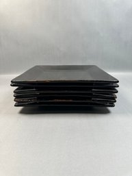 Set Of Six Vierti Black Made In Italy Dinner Plates