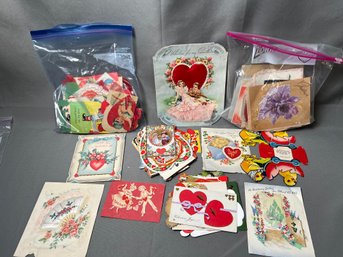 Vintage Lot Of Greeting Cards Mostly Valentines.