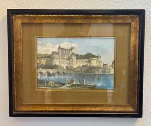 Framed Etching Of Chateau D'amboise In France